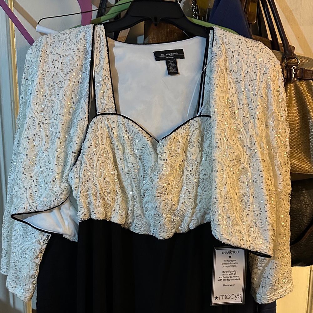 Macy's Black and White Lace Blouse